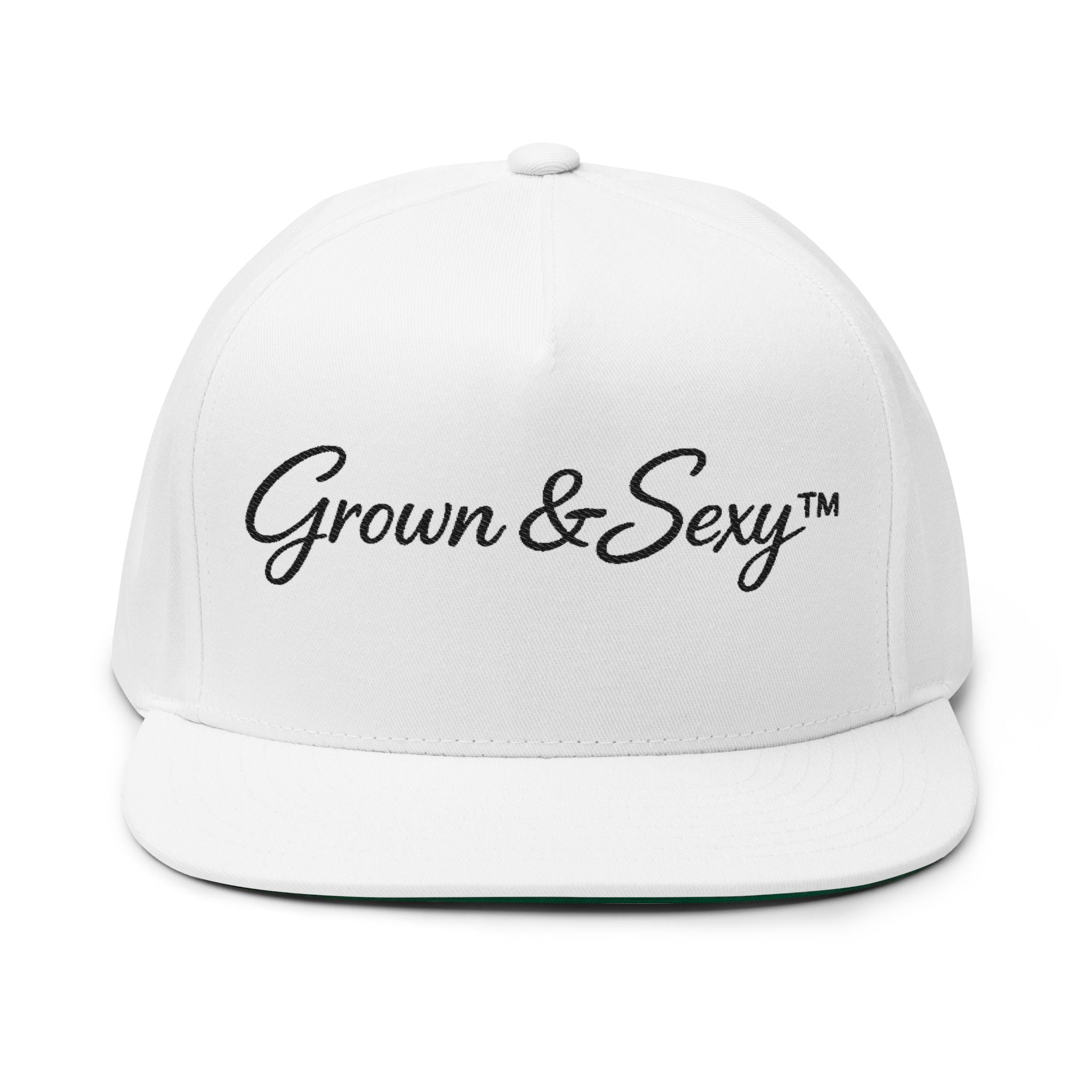 Flat Bill Cap — "Grown & Sexy" Embroidered Snapback Hat
