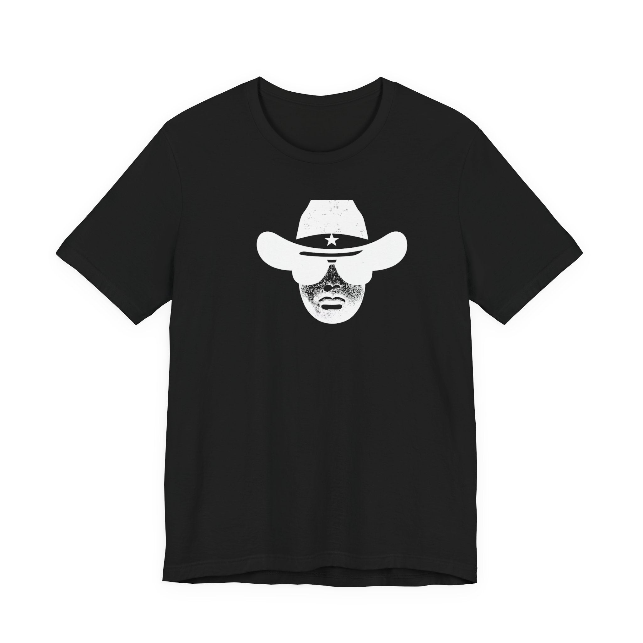Cowboy Silhouette Tee — Retro Western Hat Face Graphic T‑Shirt