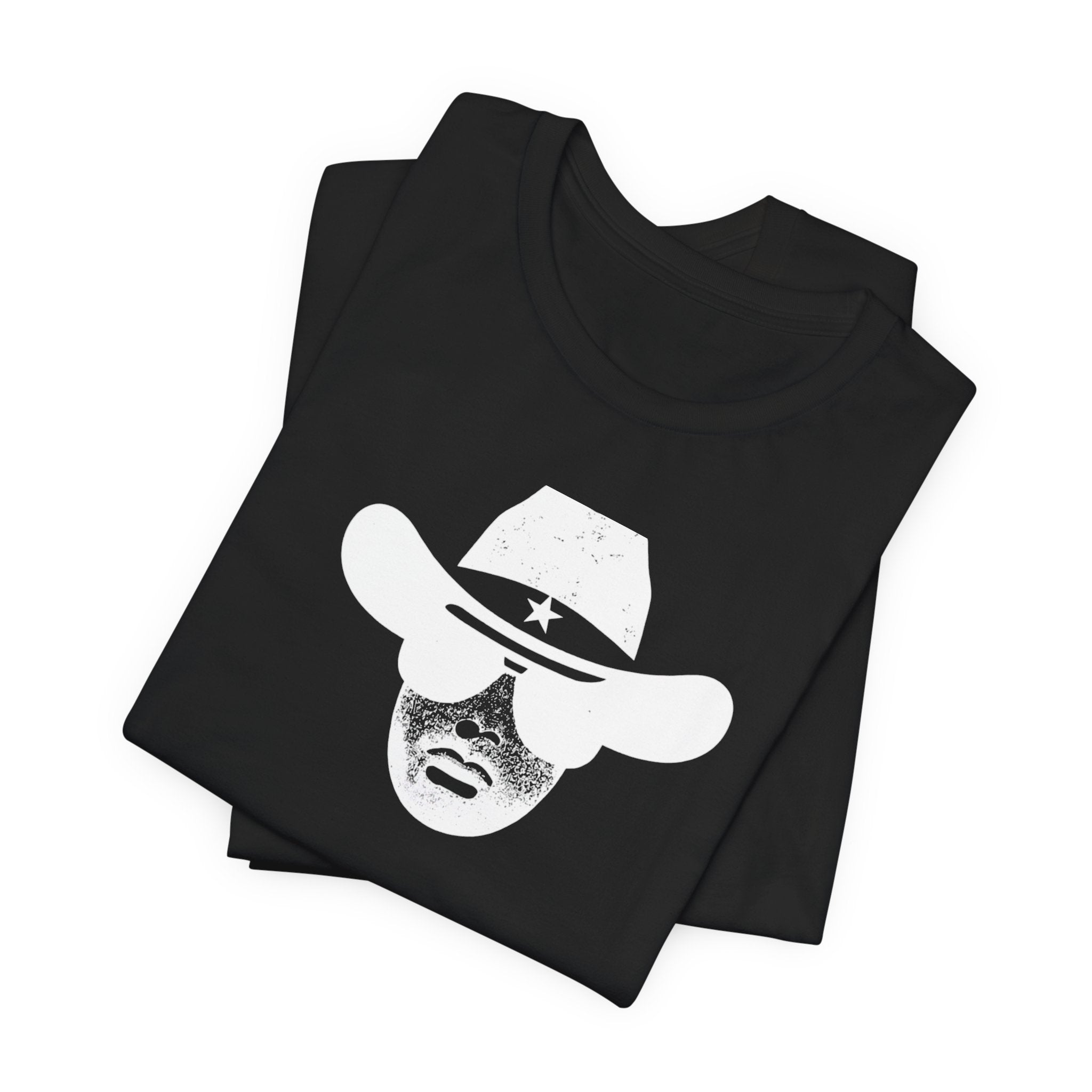 Cowboy Silhouette Tee — Retro Western Hat Face Graphic T‑Shirt