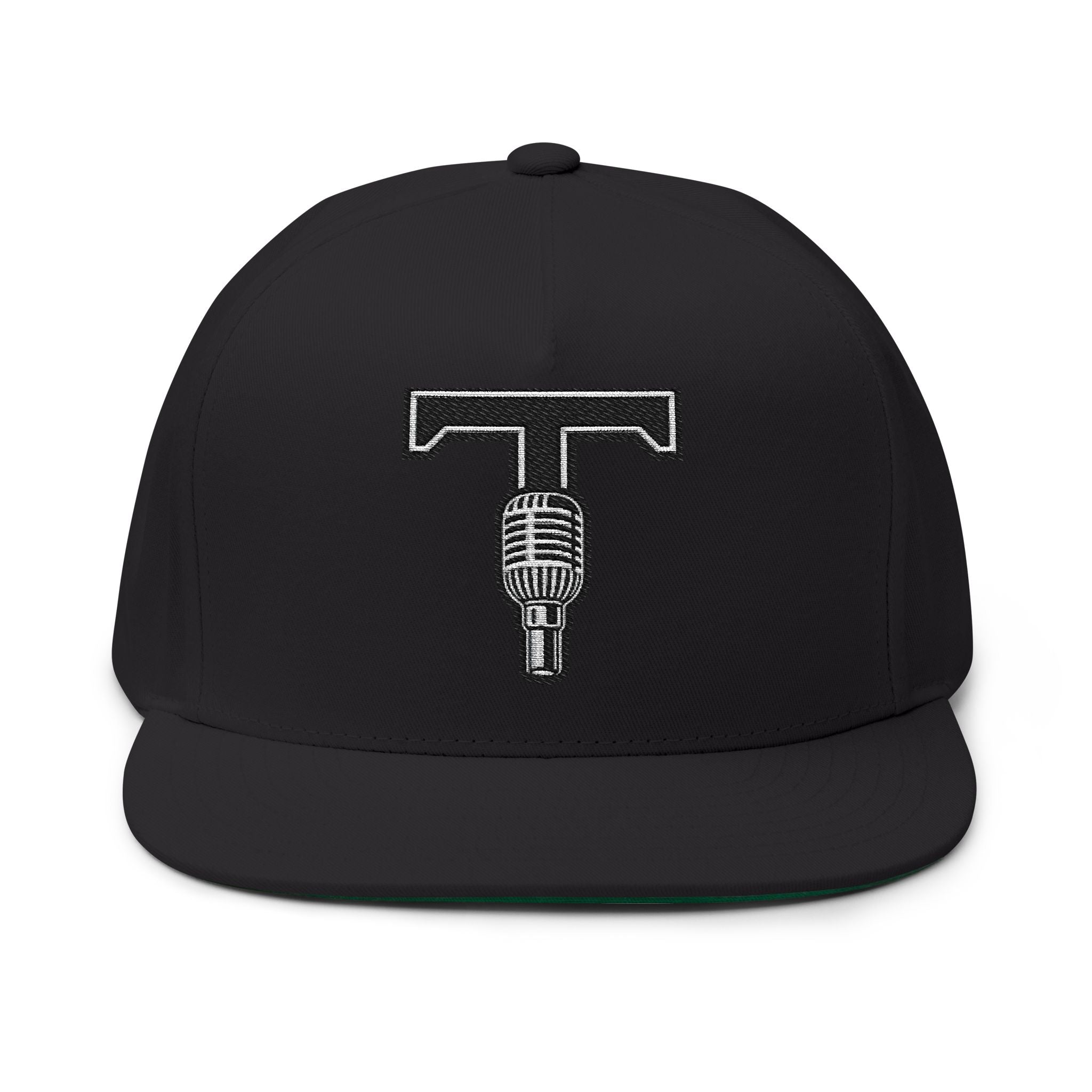 Embroidered Microphone Snapback Hat — Retro Radio T Logo Cap