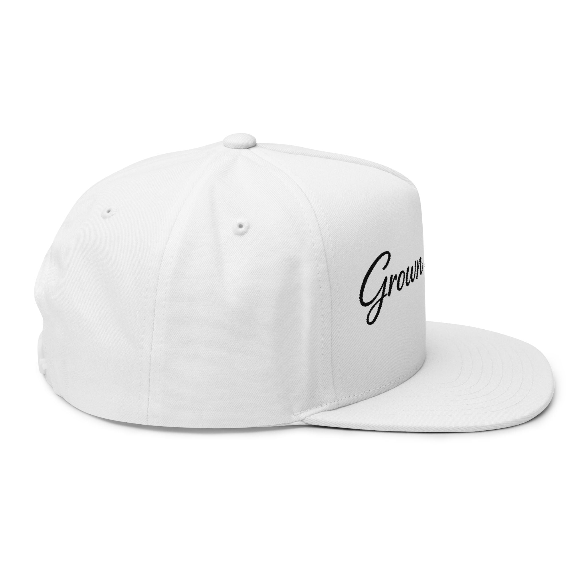 Flat Bill Cap — "Grown & Sexy" Embroidered Snapback Hat