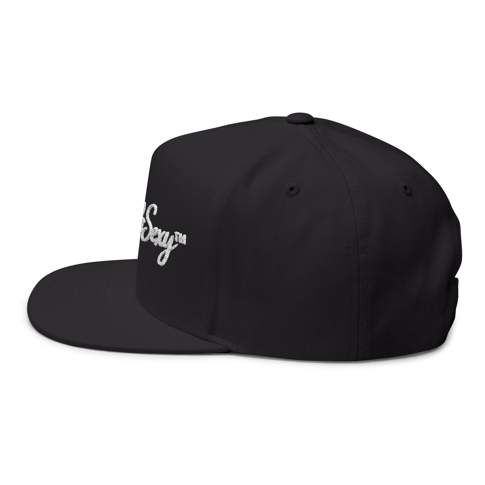 Flat Bill Cap — Embroidered 'Grow & Sexy' Script Snapback
