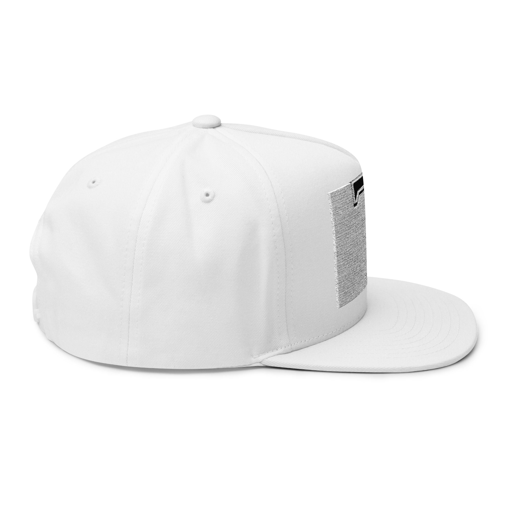 Flat Bill Cap — Embroidered Microphone & Letter T Logo Snapback