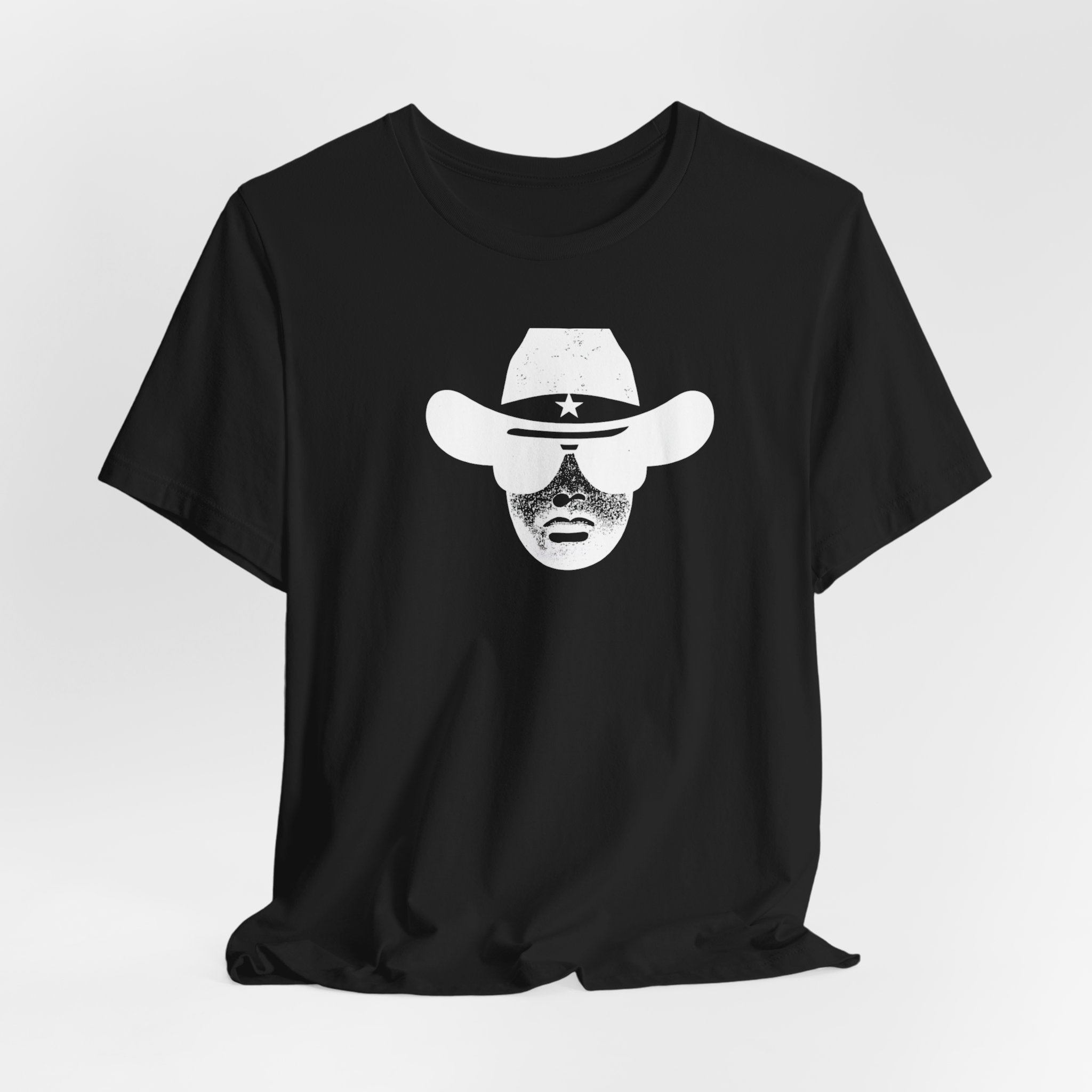Cowboy Silhouette Tee — Retro Western Hat Face Graphic T‑Shirt